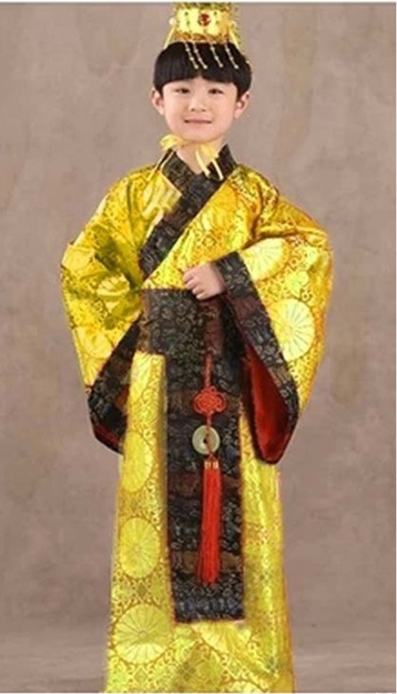 ชุดฮ่องเต้ ชุดประจำชาติจีน สำหรับ ชุดแฟนซีเด็กชาย สีทอง (รวมมงกุฎ) มี ขนาด 130, 140