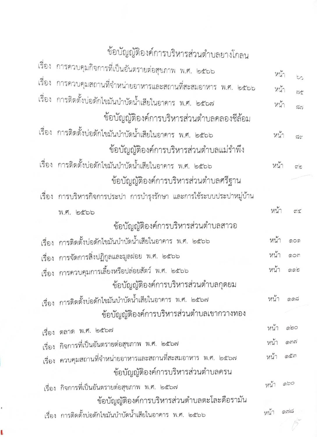 กฎหมายใหม่ ตอนที่ 142/124 รวมข้อบัญญัติองค์การบริหารส่วนตำบล