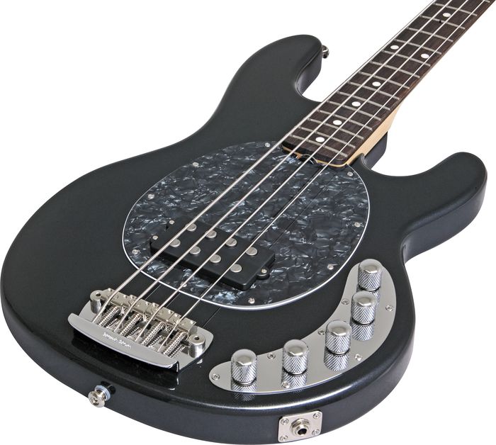 Music Man Stingray Bass Guitar With Humbucker/Piezo Pickups Sapphire BlackRosewood Fingerboard