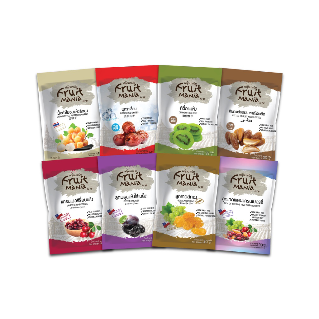 [แพ็คสุดคุ้ม 8 ซอง] FruitMania ฟรุ๊ตมาเนีย Mix Set ผลไม้อบแห้ง