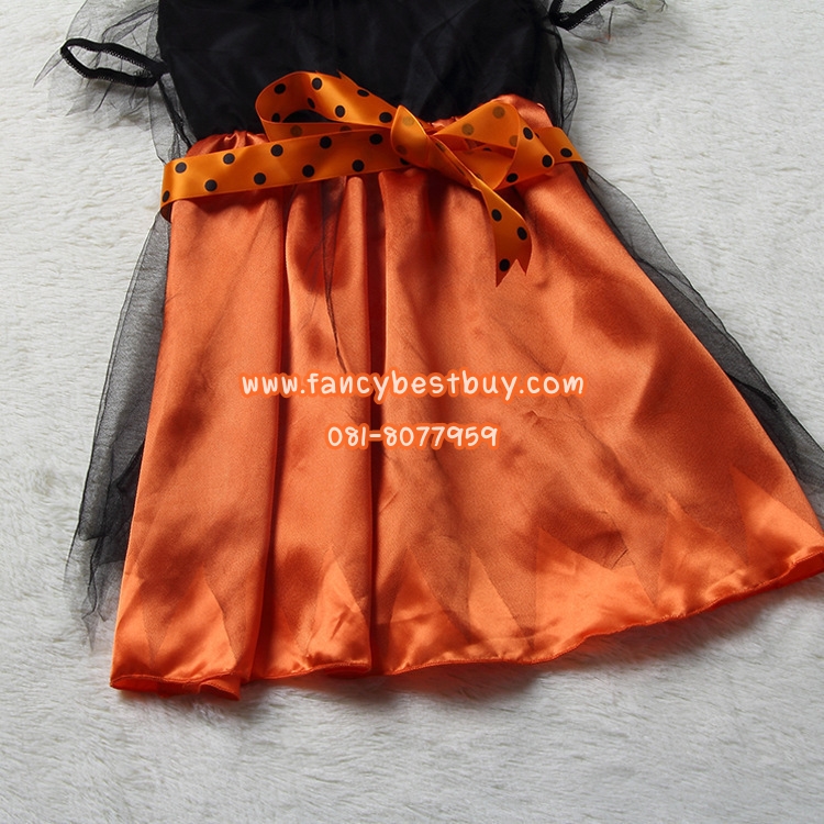 ชุดฮาโลวีน ชุดแม่มด สีส้ม สำหรับแฟนซีวันฮาโลวีน มี ขนาด 110, 120, 130, 140