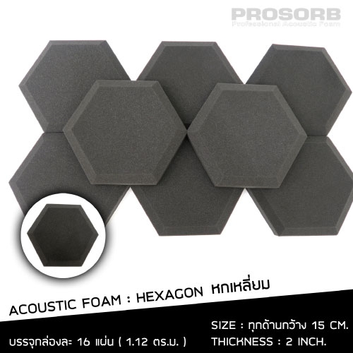 Prosorb Acoustic Foam Hexagon (16 แผ่น/กล่อง)