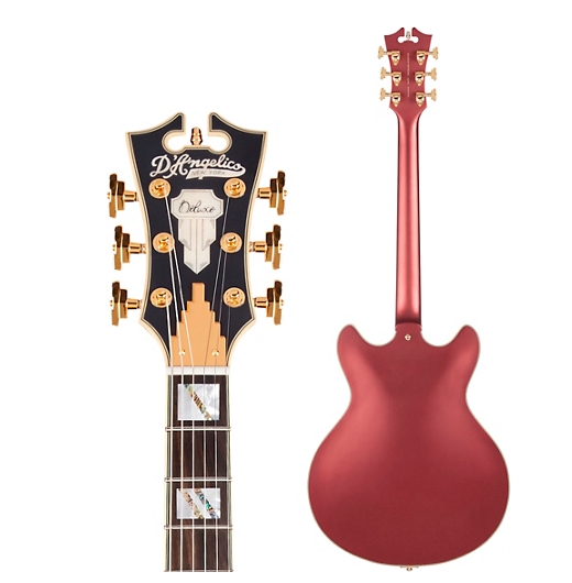 D'Angelico Deluxe Series DC Semi-Hollow Electric Guitar with USA Seymour Duncan Humbuckers and Stairstep Tailpiece matte wine