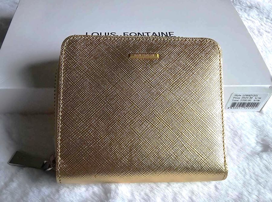 (ลดราคา) กระเป๋าสตางค์ Louis Fontaine ทองเมทาลิก ใหม่ แท้