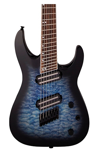 Jackson X Series Soloist Arch Top SLATX7Q MS 7-String Multi-Scale Electric Guitar Transparent Blue Burst
