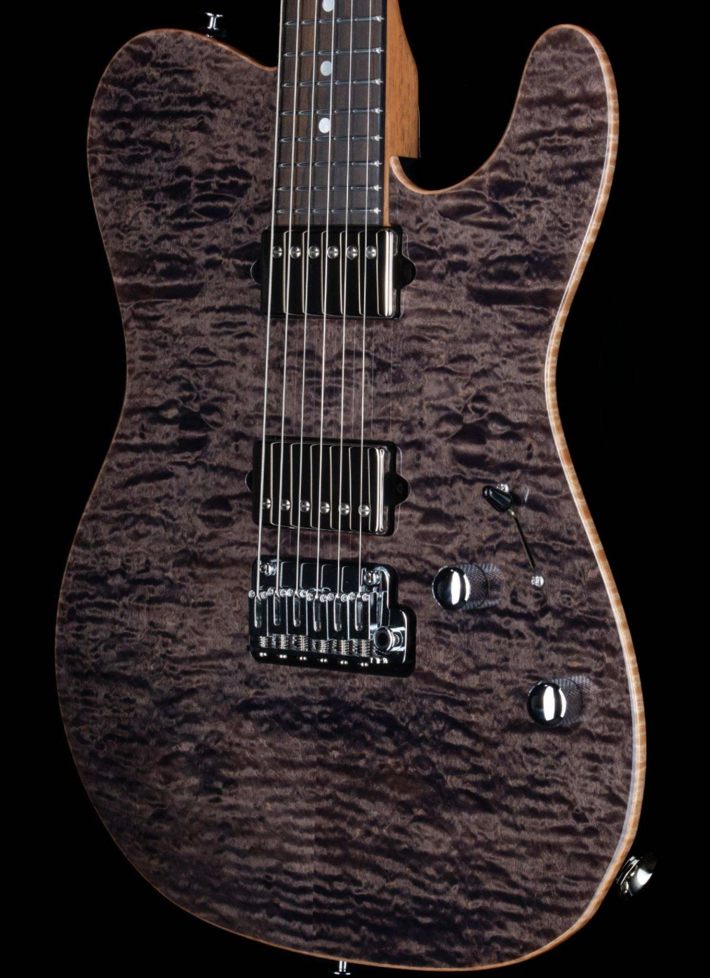 Suhr Custom Modern T Quilt Maple Top Ziricote Board Translucent Charcoal