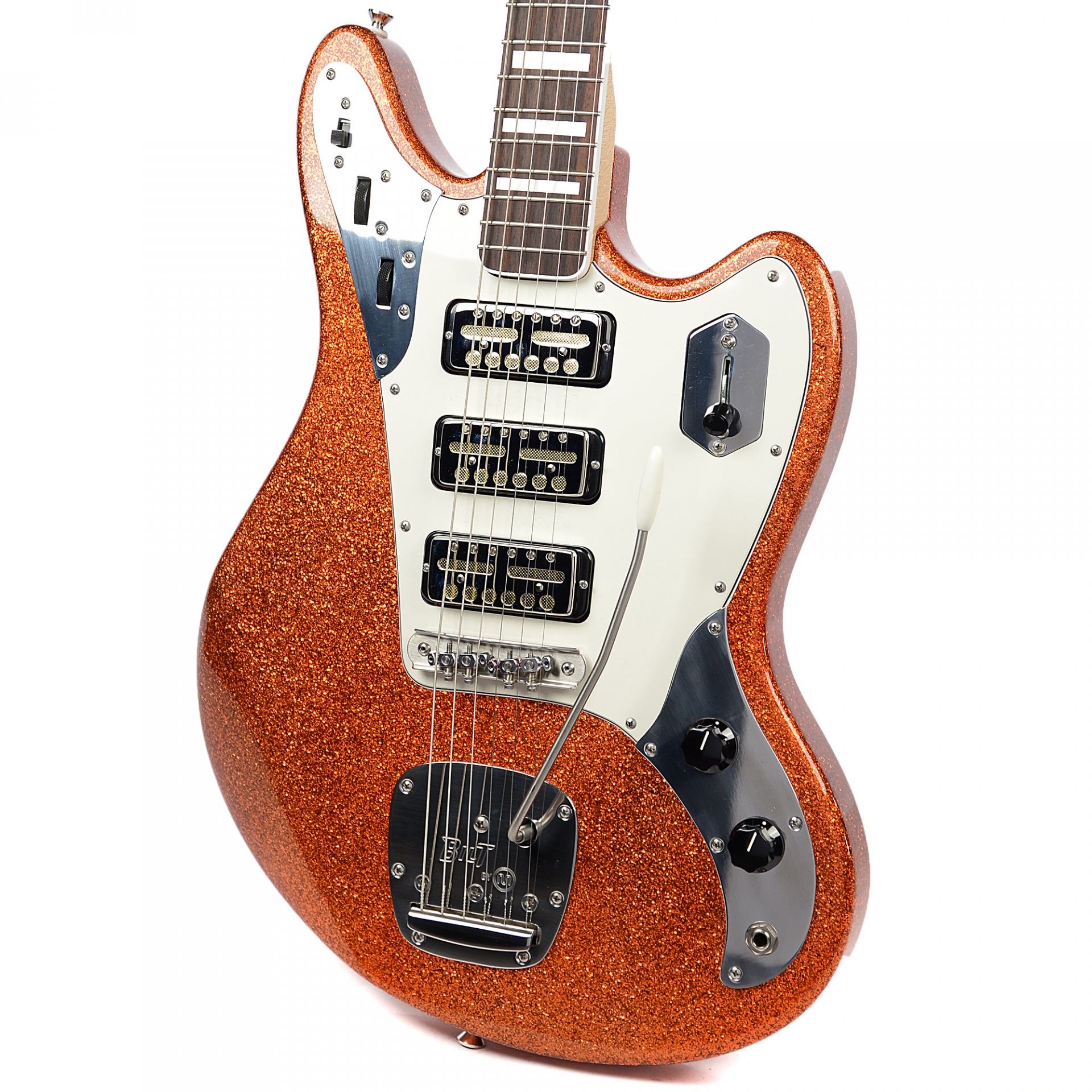 BilT Relevator LS Tangerine Flake w/3 Lollar Pickups, Block Inlays, & Mastery Vibrato No.16326