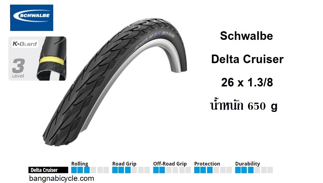 ยางนอก Schwalbe Delta Cruiser 26 x 1.3/8