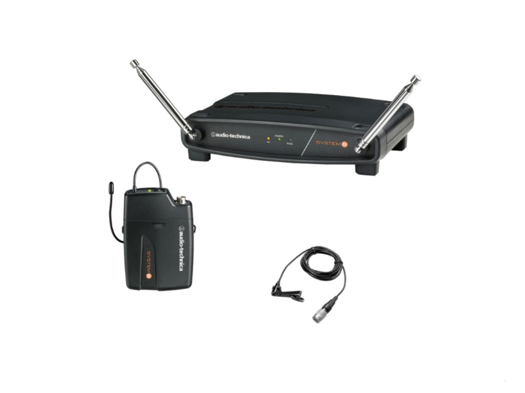 Audio-Technica System 8 Wireless System includes: UniPak Transmitter w/ Lavalier Microphone