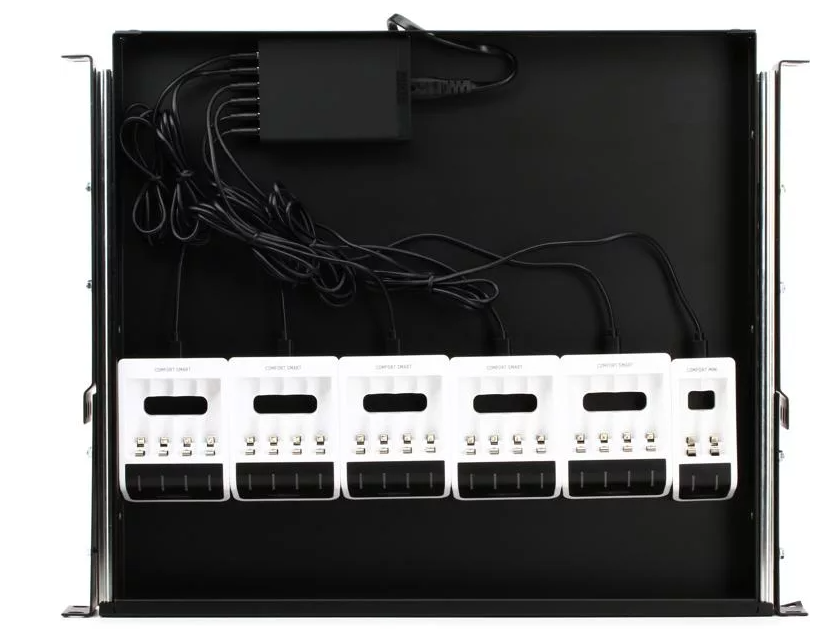 Ansmann Rackmount Drawer with 5 Comfort Smart and 1 Comfort Mini Battery Charger