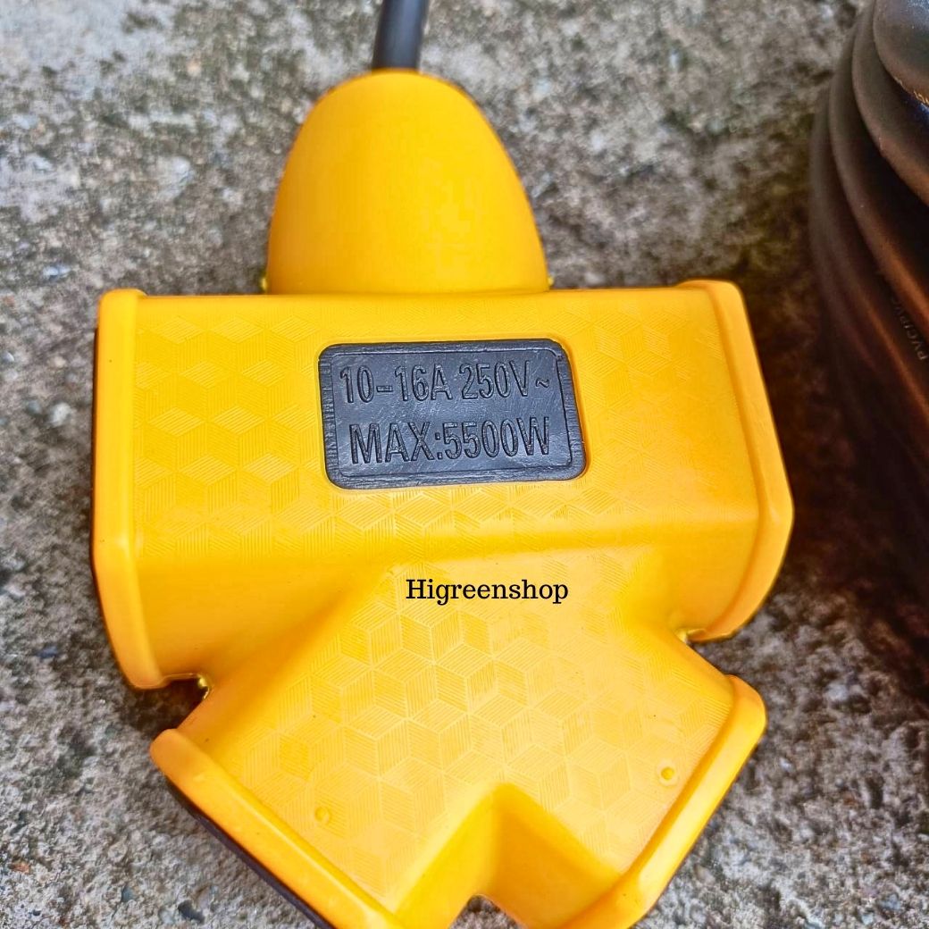 ปลั๊กแยก 4 ทาง หัวเทียบทองเหลืองแท้ ปลั๊กพ่วงพร้อมสายไฟ VCT 2x1 ปลั๊กไฟสนาม อย่างดี ยาว 25 เมตร /ม้วน