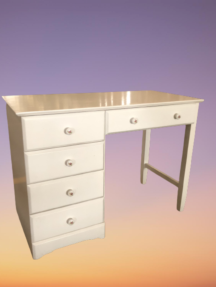 โต๊ะทำงาน โต๊ะไม้มินิมอล 5 ลิ้นชัก รุ่น Emily ขนาด W 110 x D 58 x H 78 (110) Cms. สีขาวครีม