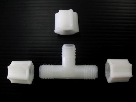 3 ทาง (1/4OD x 1/4OD x 1/4OD) Plastic + ฝาเกลียวหมุนล๊อกท่อ
