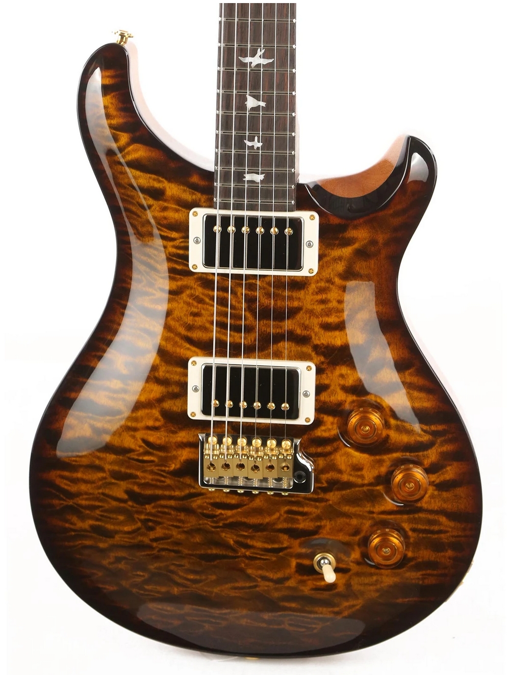 PRS DGT Wood Library 10-Top Quilt Maple with East Indian Rosewood Neck Brazilian Rosewood Fretboard Yellow Tiger