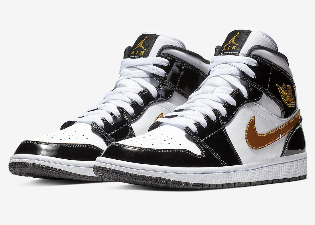 Nike Air Jordan 1 Mid SE “Black/Metallic Gold.”