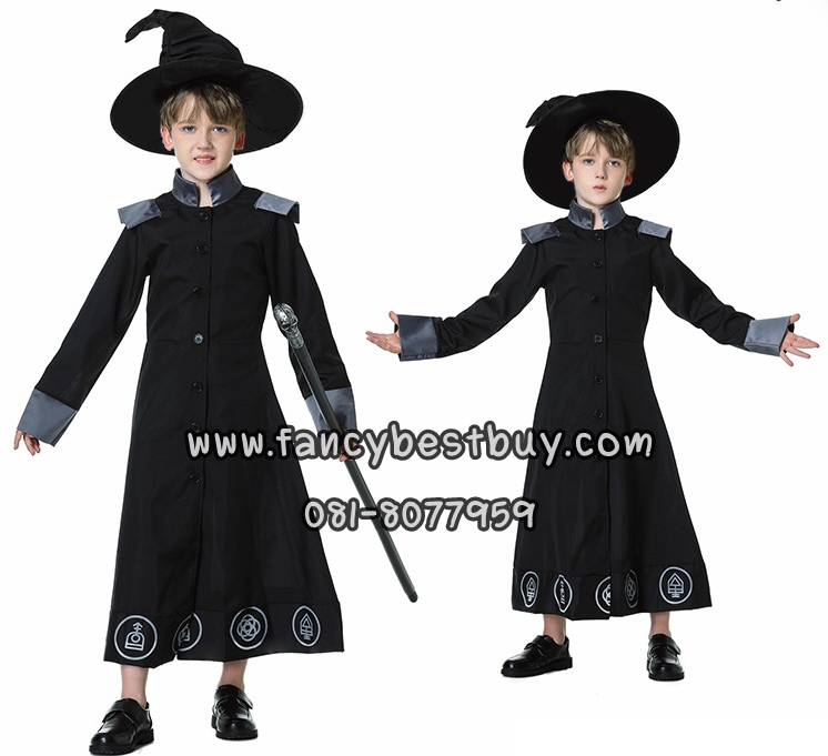 ชุดแฟนซีฮาโลวีน ชุดพ่อมด ชุดแฟนซีพ่อมด ชุดสวยมากๆๆ มีขนาด M 120-130, L 130-140