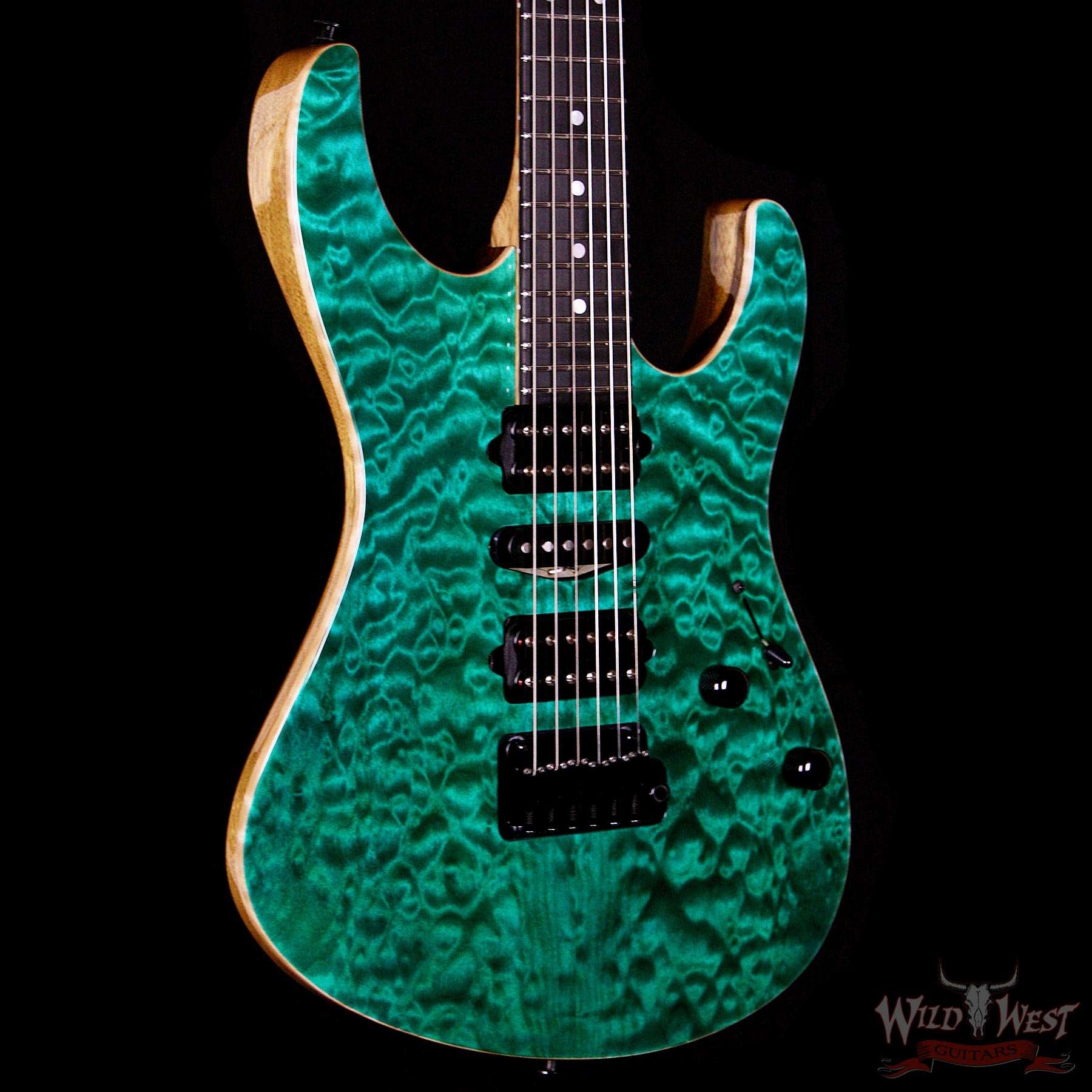 Suhr Modern Quilt Maple w Black Limba Body / Neck Ebony Board Trans Teal