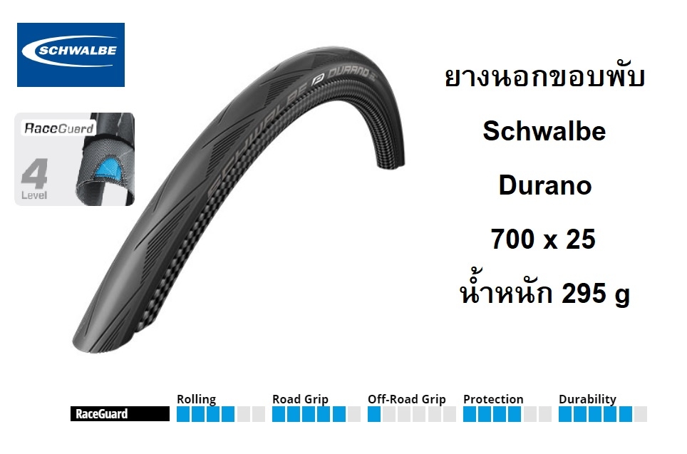 ยางนอกขอบพับ Schwalbe Durano 700 x 25 กันหนามระดับ 4