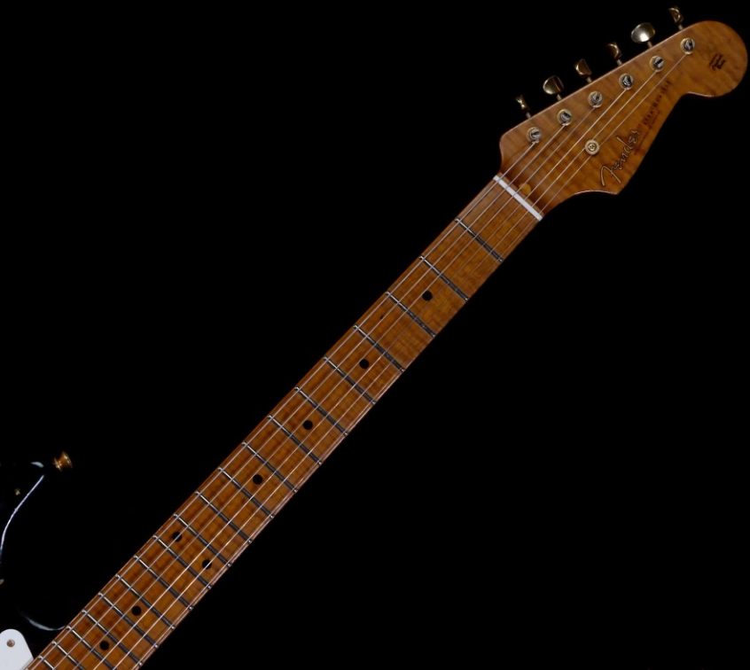 FENDER CUSTOM SHOP KYLE MCMILLIN MASTERBUILT 1955 STRATOCASTER RELIC ROASTED 3A FLAME MAPLE NECK HAND-WOUND PICKUPS 2 TONE SUNBURST