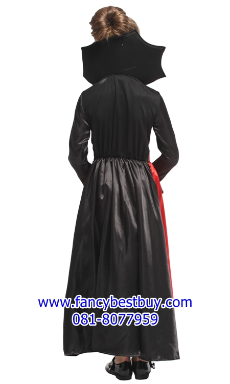 ชุดฮาโลวีน ชุดแดร๊กคูล่าหญิง พร้อมสร้อยคอ สำหรับงานแฟนซี วันฮาโลวีน VAMPIRES GIRL มีขนาด S