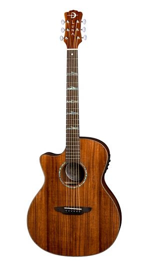Luna Guitars High Tide Koa Left-Handed Grand Concert Acoustic/Electric Guitar Satin Natural