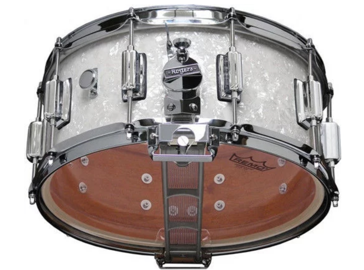 Rogers Drums Dyna-sonic Snare Drum - 6.5 x 14 White Marine Pearl - Beavertail Lugs