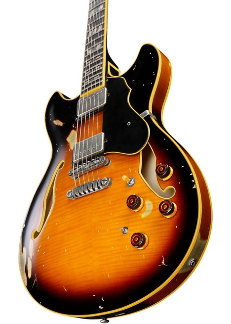 Ibanez Artstar Vintage ASV100FMD 6-string Semi-Hollowbody Electric Guitar - Yellow Sunburst Low Gloss