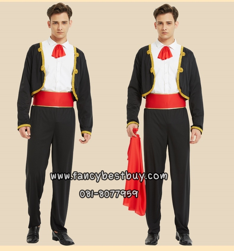 ชุดประจำชาติสเปน ชุดแฟนซีมาทาดอร์ Matador ชุดนานาชาติสเปน (ไม่รวมเสื้อสีขาวด้านใน) ฟรีไซด์ สำหรับสูง 170-180 ซม