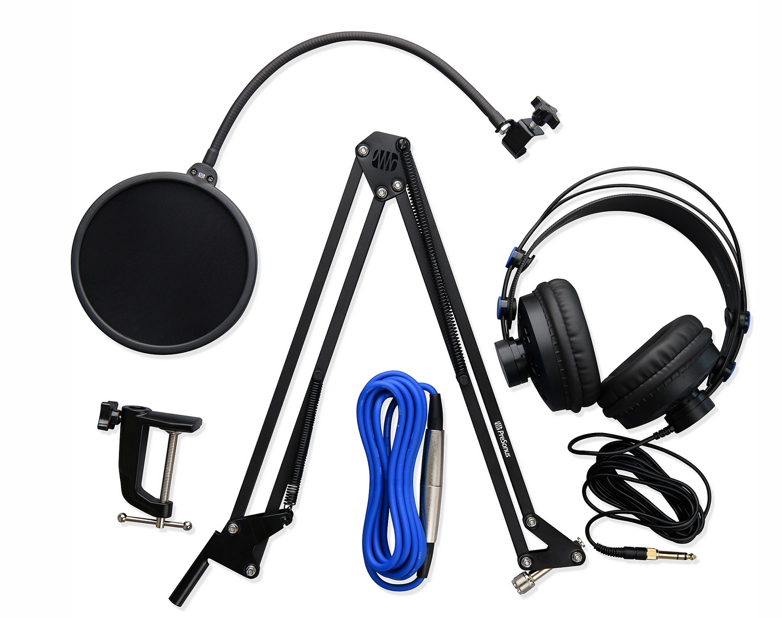 PreSonus Broadcast Accessory Pack - Includes Microphone Boom Arm, Pop Filter, HD-7 Headphones & XLR Cable