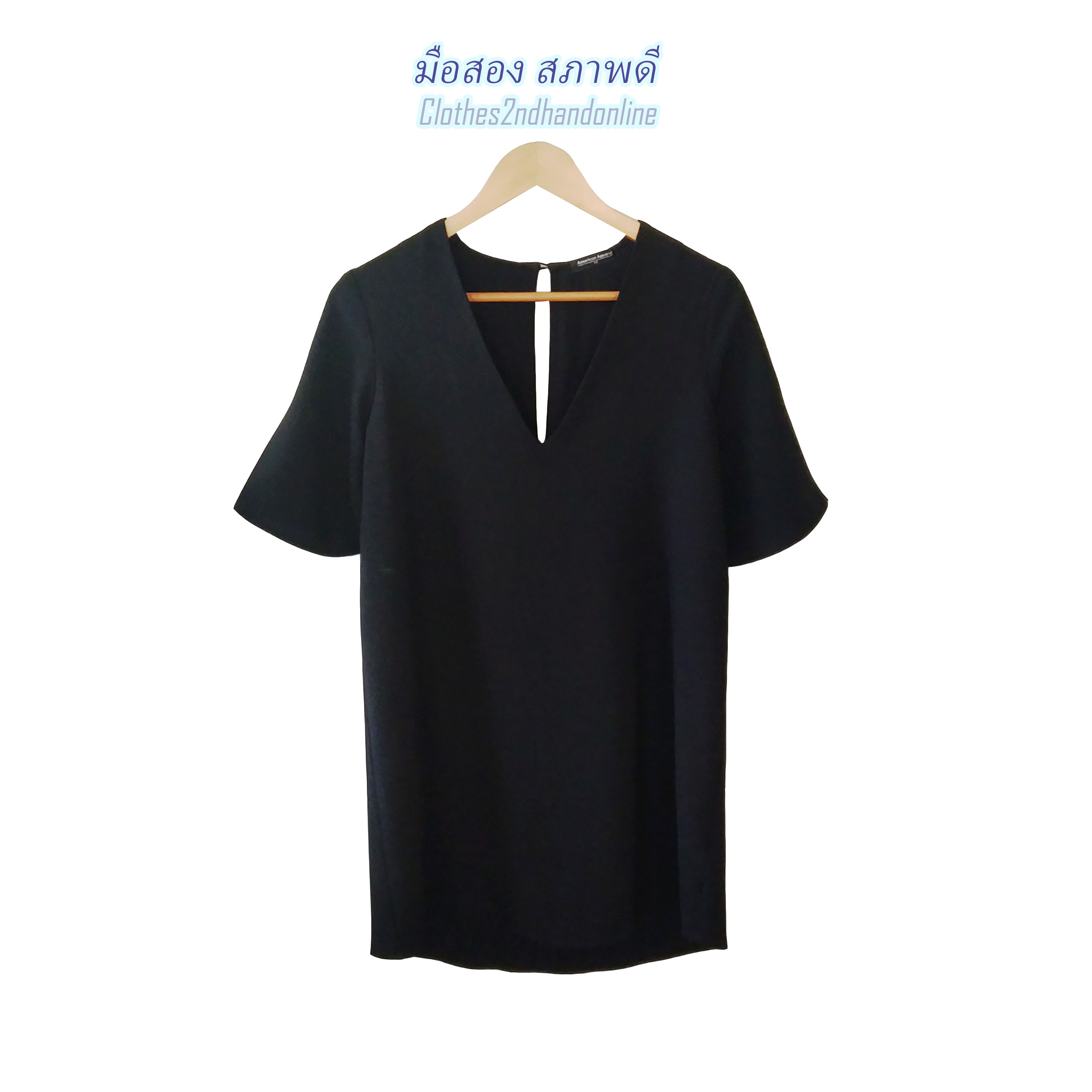เสื้อมือสอง เดรส คอวีอกลึก แขนสั้น รอบแขนเล็ก 16 นิ้ว อก 34-36 นิ้ว สะโพกถึง 42 นิ้ว