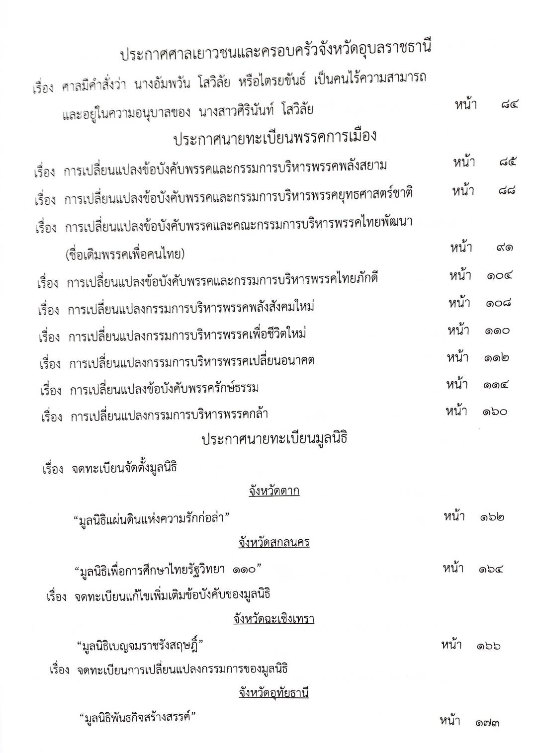 กฎหมายใหม่ 80/65 ประกาสกระทรวงการคลัง ฐานะการเงินฯ ประกาศศาลจังหวัด.. ประกาศศาลเยาวชนและครอบครัวจังหวัด. ฯลฯ