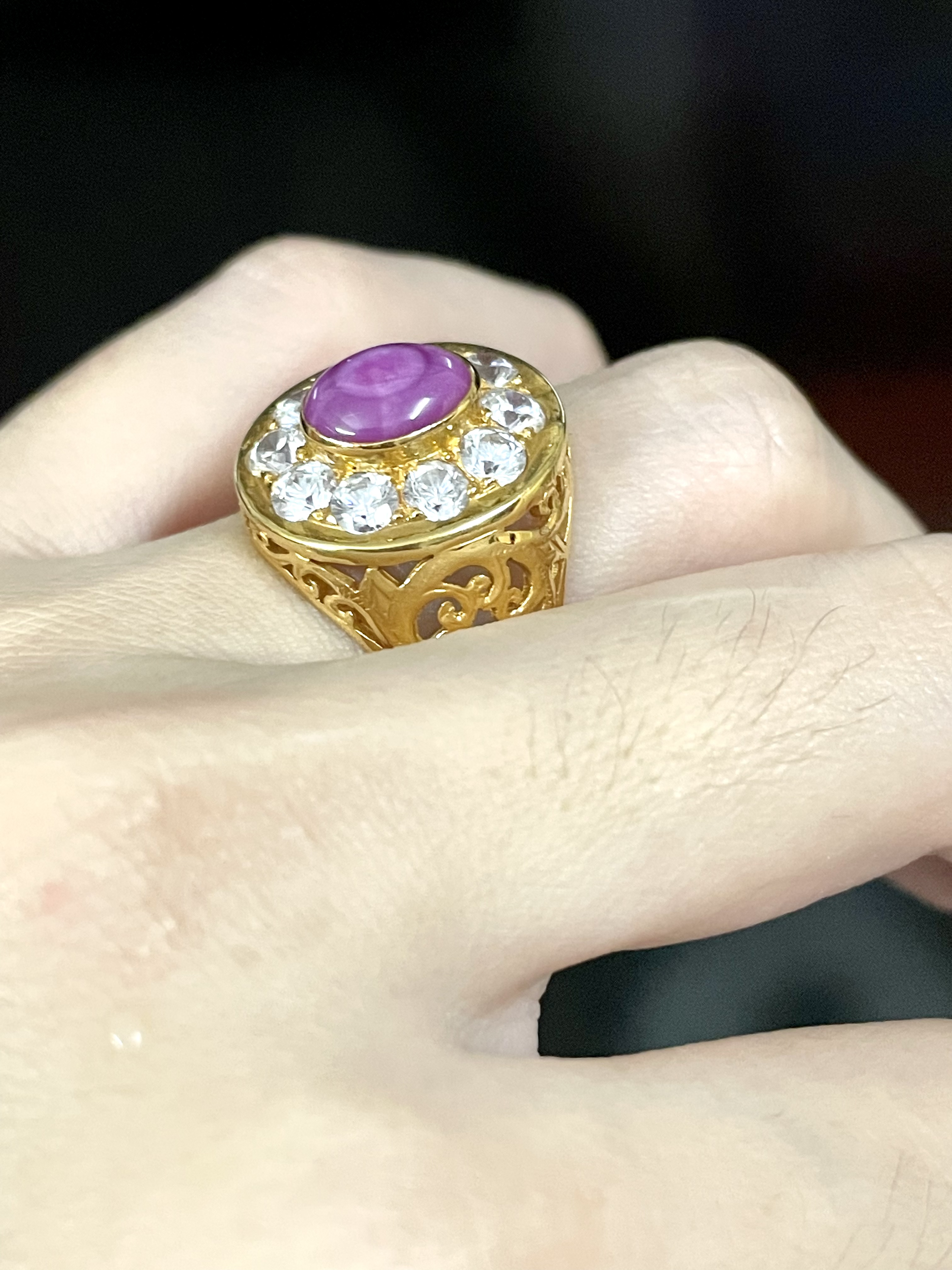 แหวนลิลลี่สตาร์ล้อมเพชรรัสเซีย ทองแท้