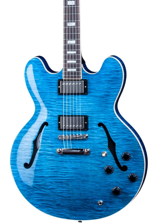Gibson 2015 Memphis Limited Run ES-335 Figured -Hollow Electric Guitar Indigo Blue