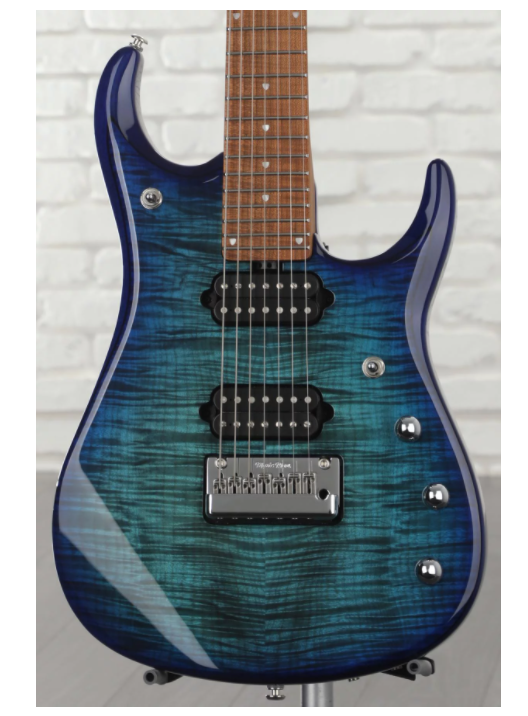 Ernie Ball Music Man JP15 7 Electric Guitar - Cerulean Paradise Flame