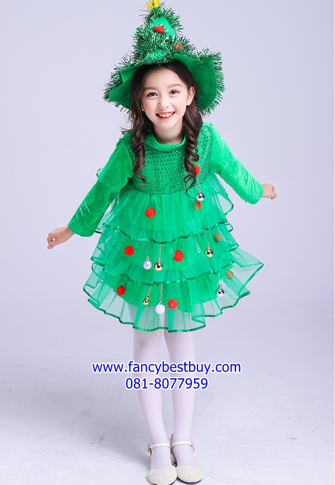 ชุดคริสมาส แบบชุดต้นคริสมาส Christmas Tree Costume สำหรับ เทศกาลวันคริสมาส ขนาด 110