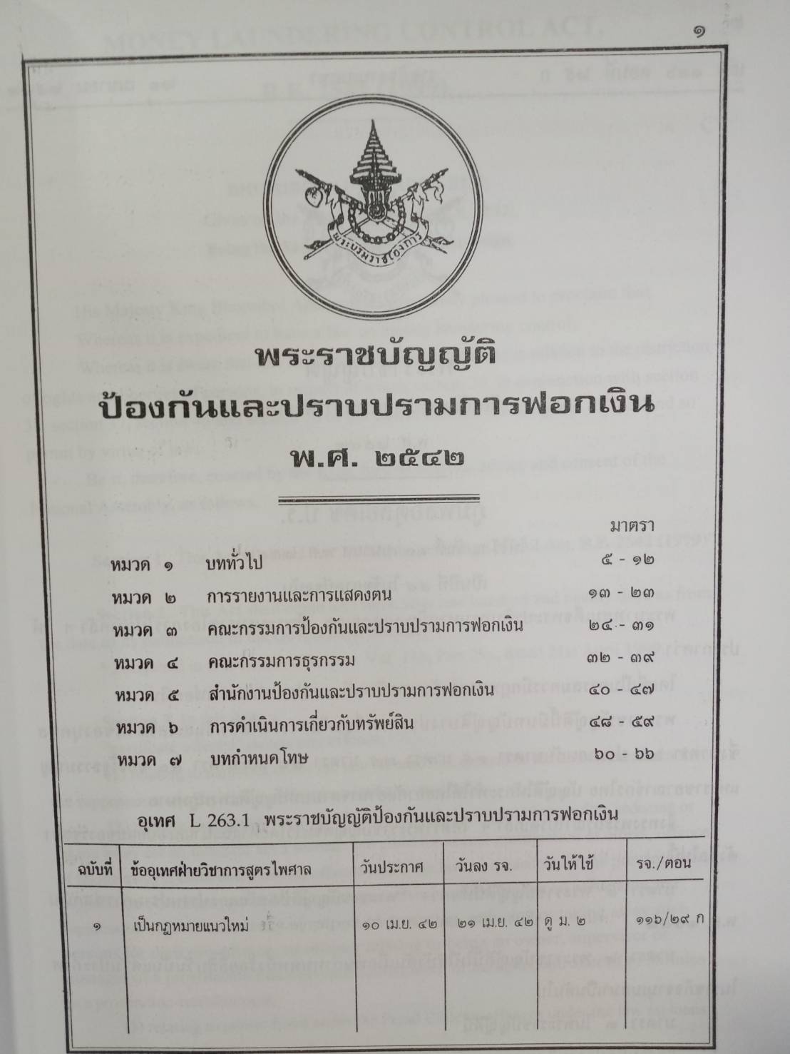 พระราชบัญญัติป้องกันและปราบปรามการฟอกเงิน พ.ศ.2542 (พร้อม E book ปรับปรุงถึง พ.ศ.2567)