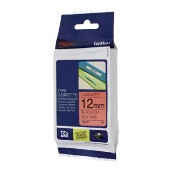 เทปพิมพ์สลาก BrotherTZE-431 ขนาด 12 มม. ตัวดำพื้นแดง (ของแท้)