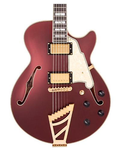 D Angelico Deluxe Series SS Semi-Hollow Electric Guitar USA Seymour Duncan Humbuckers Stairstep Tailpiece Matte Wine