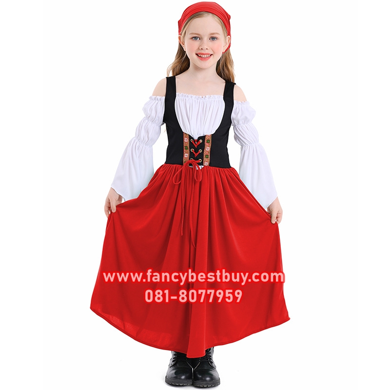 ชุดยุโรป เรอเนสซองส์ Renaissance ชุดย้อยยุค ประจำชาติสวิส Switzerland / ชุดฮังการี Hungary S(115-125), M(125-135), L(135-145), ( XL (145-155)