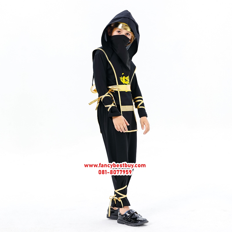 ชุดแฟนซีเด็กนินจาสีดำ Black Ninja มีขนาด S 110-120, M 120-130, L 130-140, XL 140-150