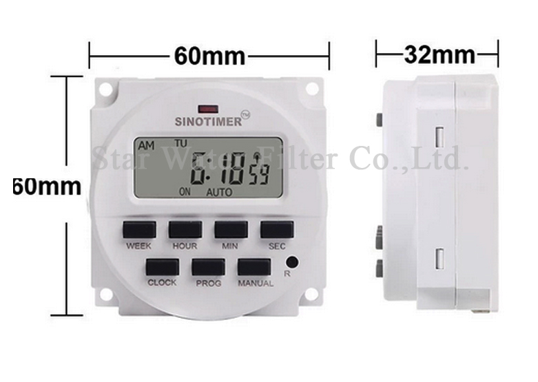 Timer switch 1.6" LCD 220VAC Contact 16 A TM618H-4 + สายไฟ +ขั้วต่อสาย