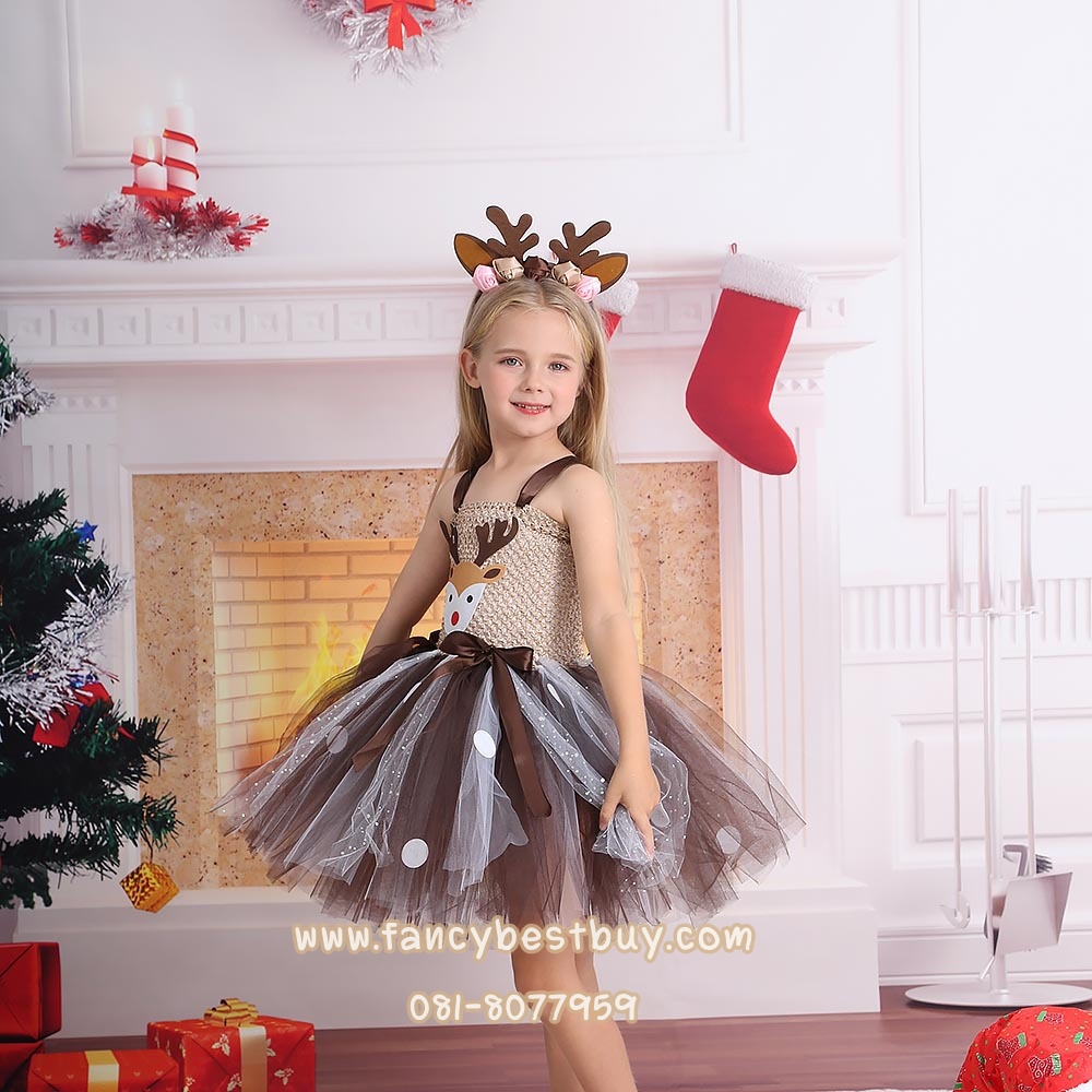 ชุดกวางเรนเดียร์ Raindeer สำหรับแฟนซีวันคริสมาส มี ขนาด M 100-110, L 110-120, XL 120-140, XXL 140-160