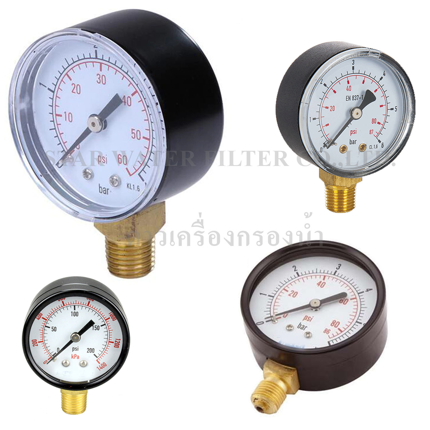 Dry Pressure Guage 2.5" (NO OIL) เกลียว 1/4" ยึดล่าง