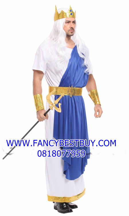 ชุดแฟนซีผู้ใหญ่ ชุดเทพเจ้ากรีก Poseidon Gold of Sea ขนาดฟรีไซด์