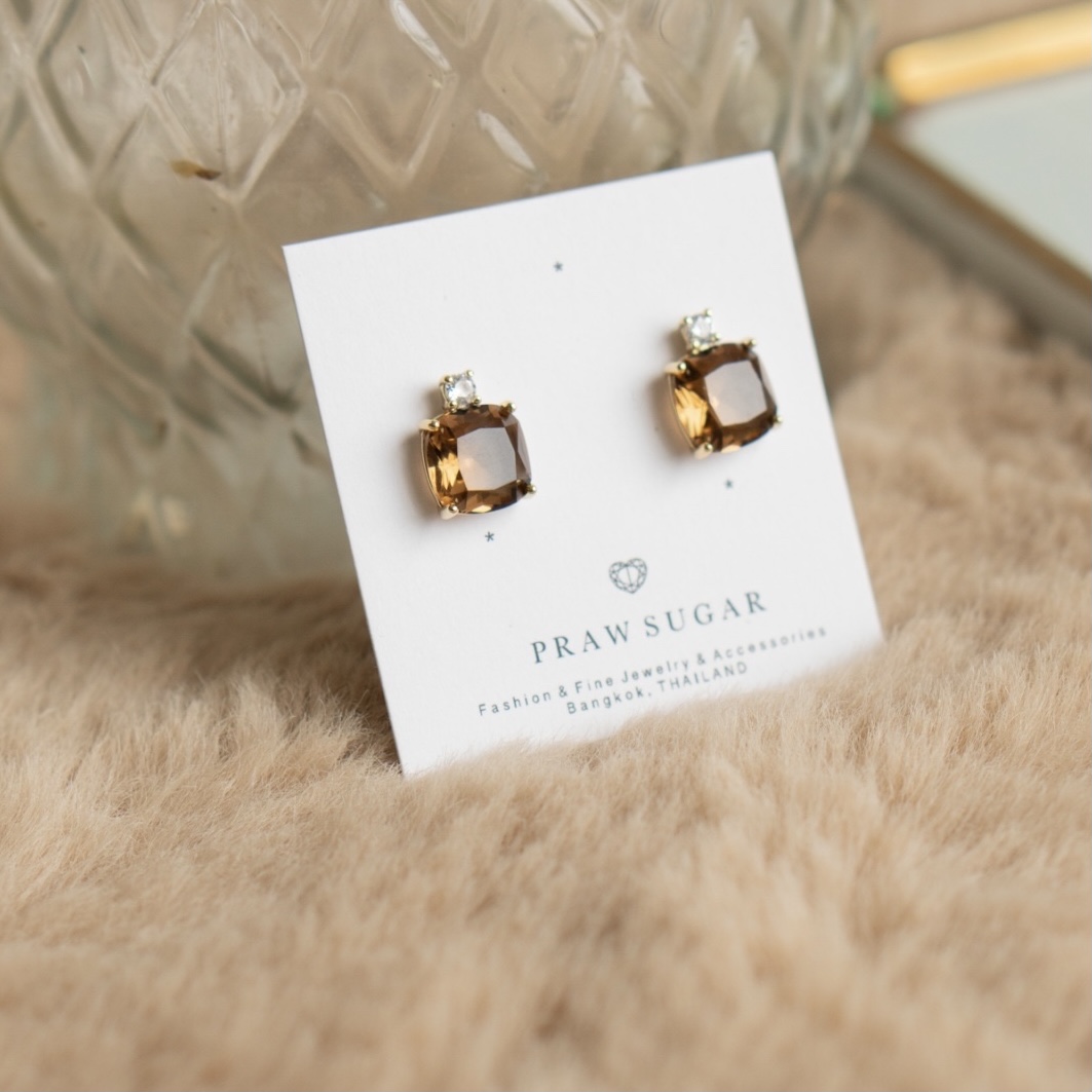ต่างหูคลาสซี่คริสตัลแบบติดหู - Classy Crystal Stud Earrings (มี 9 สี) (ก้านเป็นเงินแท้) **มีสีใหม่