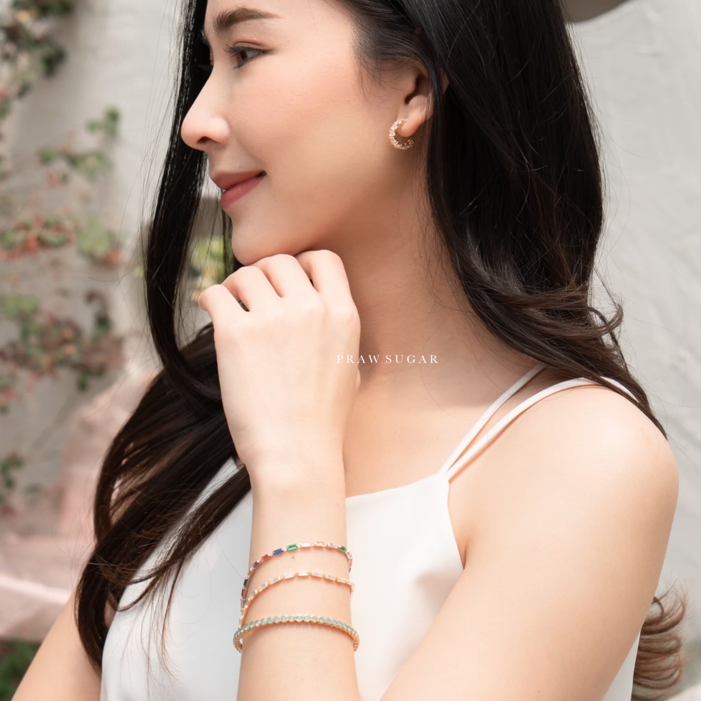 Joyful Bracelet - สร้อยข้อมือคริสตัลเรียงทรงสี่เหลี่ยมผืนผ้า