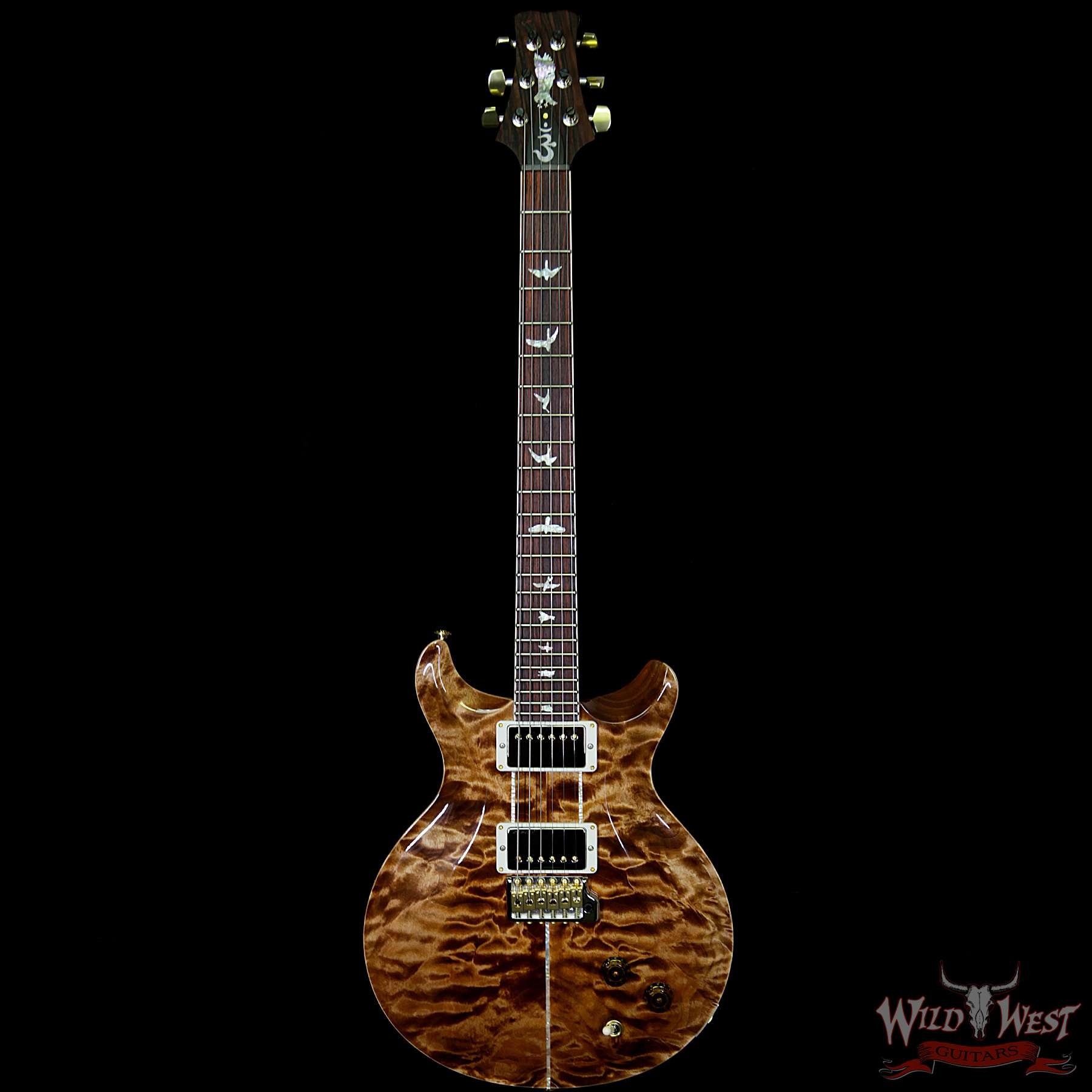 PRS Wood Library Quilt 10 Top Santana Retro Flame Mahogany Neck Cocobolo Board - Copperhead