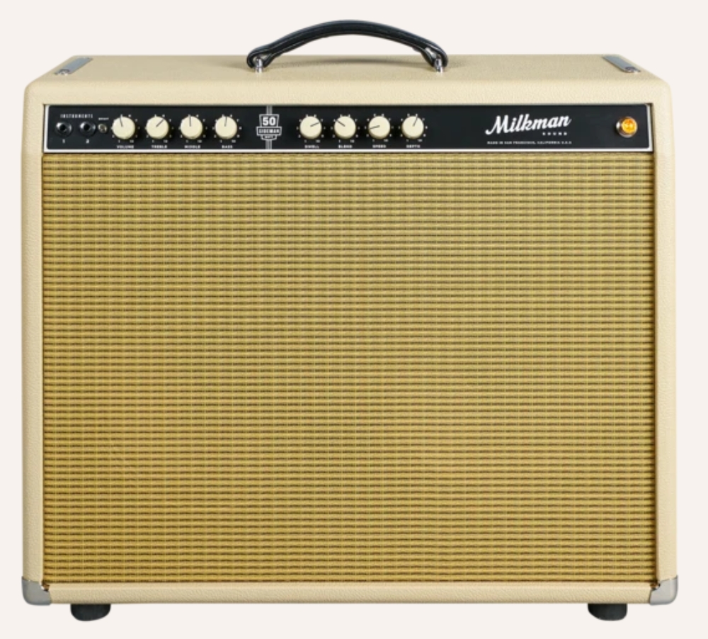 Milk Man Sound 50W Sideman 1x12 Inch Jupiter Ceramic, Jupiter Alnico, 1x12 Inch Celestion Alnico Cream, 1x15 Inch Telonics Neo, Head