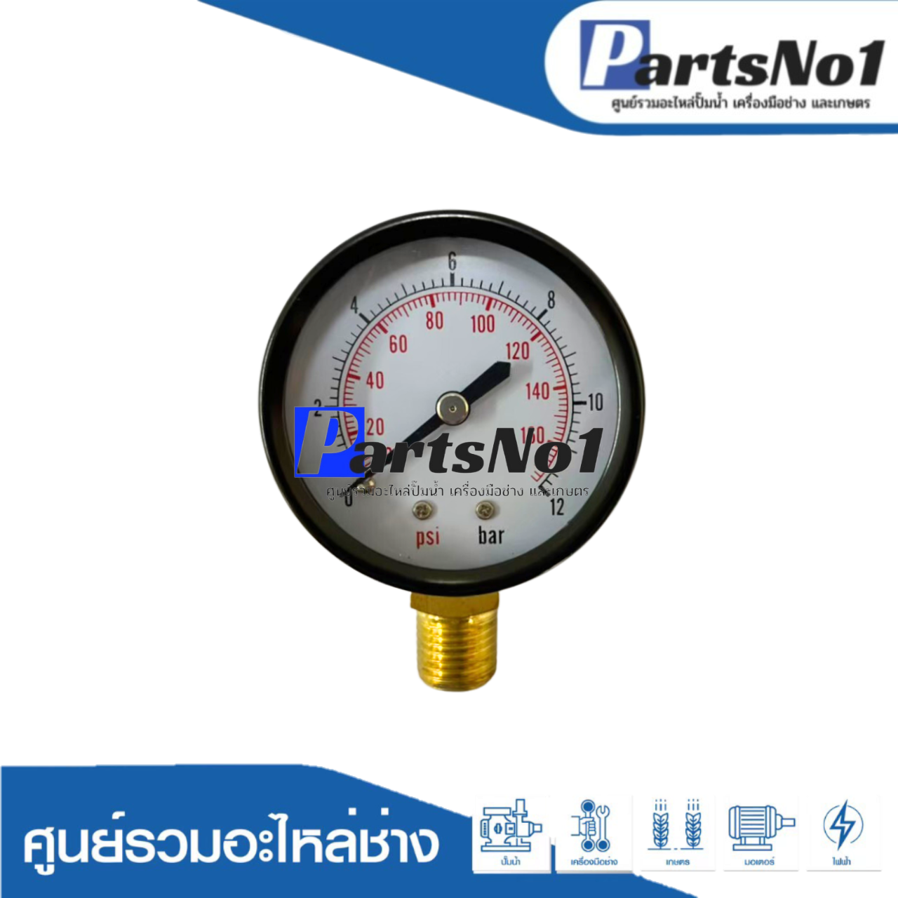 Pressuse Gauge ออกล่าง Y-50 (12 Bar - 160 Psi)