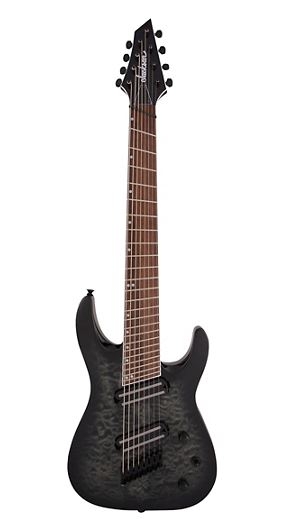 Jackson X Series Soloist Arch Top SLATX8Q MS 8-String Multi-Scale Electric Guitar Transparent Black Burst